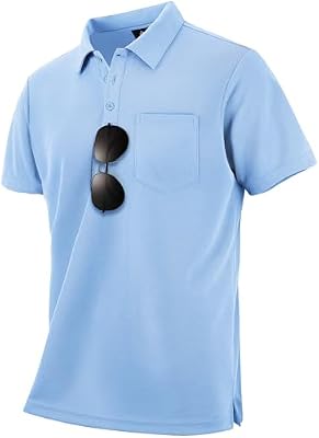 WENTTUO Men's Performance Polo Shirts - Moisture Wicking Lightweight Athletic Golf Shirt with Pocket...