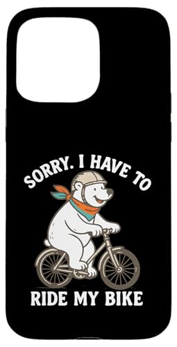 Funny Bear Biking Cartoon Animal Cyclist Design Carcasa para iPhone 15 Pro Max