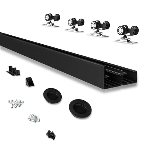 JUBEST 4FT Heavy Duty Bypass Door Hardware with Finger Pulls,Sturdy