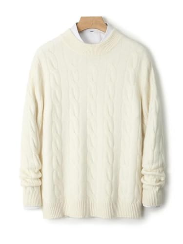 Men's O-Neck Twist Flower Merino Wool Knitted Winter Pullover Thick Sweater2