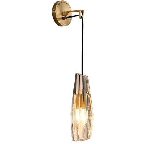 Apliques de pared de cristal y cobre con cable ajustable estilo vintage lineal 2