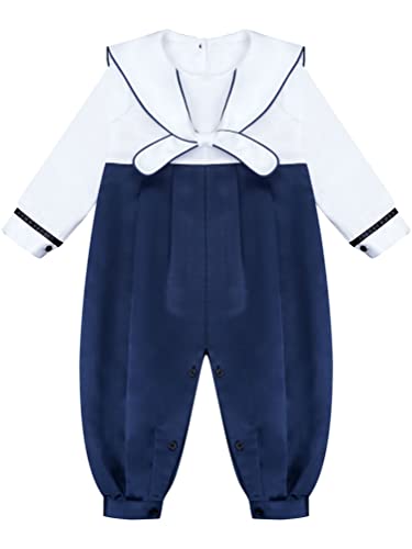 inhzoy Baby Matrosen Uniform für Mädchen Baby Langarm Jumpsuit mit Hut...