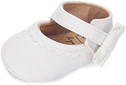 ESTAMICO Infant Baby Girls Ballet Flats Shoes Mary Jane Dress Shoes Toddler First Walkers White 6-12 Months