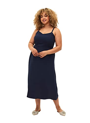 Zizzi Damen Große Größen Midikleid Viskose Einfarbig Gr 46-48 Navy...
