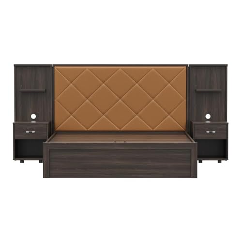 Image of Wakefit Bed | 3 Yr Warranty | Bed Queen Size,Hydraulic Storage,Camel Fabric Cushioned Upholstery Headboard,Density:680-750kg /m,Termite & Borer Resistant,Fits Mattresses Up to 8 inches(Noctis78x60-WM)