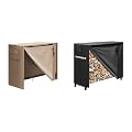 VIVOHOME 4ft Firewood Log Rack Cover, Heavy Duty 600D Oxford, Double Layer Outdoor Weather Resistant, Brown 4ft Heavy Duty Indoor Outdoor Firewood Storage Log Rack and Cover Combo Set