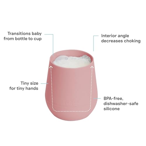 Image of ezpz Tiny Cup - 100% Silicone Drinking Training Open Cup for Baby /Infants - Designed by a Pediatric Feeding Specialist - Soft Non-Slip Grip - Weighted Base & Tactile Bumps - 59 ml, 4 Months+ (Blush)