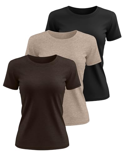 Ficerd 3 Pack Basic Soft T-Shirts for Women, Short Sleeve Crewneck Tops Casual Loose Trendy Summer Blouse Tees for Ladies2