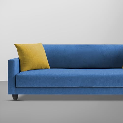 Image of Casaliving Dominic 3 Seater Sofa Set for Living Room (Blue Fabric) Premium Fabric Sofa