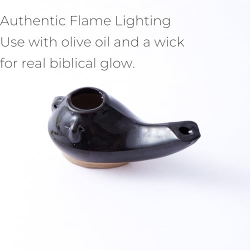 Handmade Herodian Oil Lamp – Ancient Biblical Style Clay Lamp for Ritual Use, Ceramic Olive Oil Lamp with Wick Hole – Historical Replica for Home Decor or Teaching Display