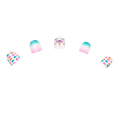 Claire's Club Unicorn Faux Nail Set for Girls, Rainbow, Plastic, No Glue Required, 10 Pack