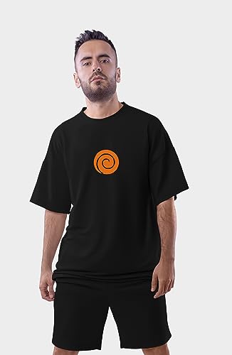 Image of Be Crazy Oversized Loose Baggy Fit Drop Shoulder Half Sleeves Pure Cotton Anime Graphic Printed T-Shirt for Men
