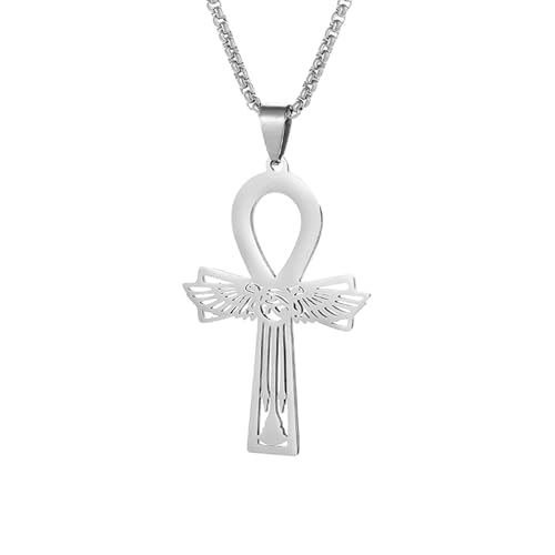 Collier Ankh égyptien de prestige, pendentif œil d'Horus ciselé pour homme et femme