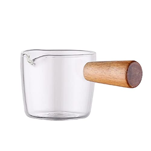 Bricco Latte Brocca di latte di vetro piccola tazza di latte tazza di latte brocca di latte tazza tazza di immersione piattino stagionato piccolo piattino trasparente barca sugo Salsiera(X-Small)