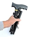 ZZHJYD Aluminiumlegierung Klappkolben Gehende Stöcke Ältere Trekking Pole Anti-Rutsch-Gehen Sticks Verstellbare Teleskop-Spazierstocks for ältere Menschen (Color : Black, Size : Size)