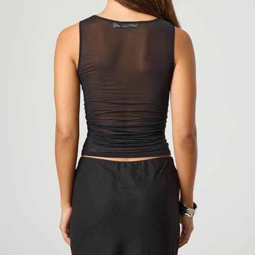 Women Mesh Tank Top Sheer See Through Sexy Going Out Top Clubwear3