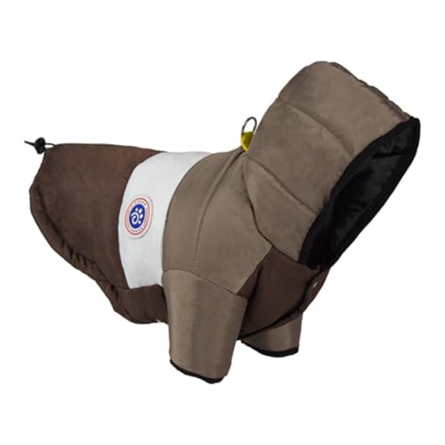 Morycat犬服 Dカン ダウンコート ジャケットダウン 秋冬 フード付き 厚い 可愛い 柔らかい 防寒 暖かい ドッグウェア 綿服 二つの足 洋服 ファッション お散歩 お出かけ 小中型犬 (ブラウン,XL)