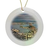 3dRose View Over Sugarloaf Mountain in Guanabara Bay, Rio de Janeiro Circle Porcelain Ornament