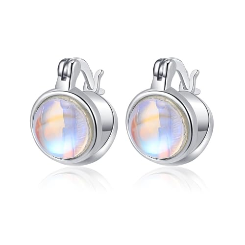 Boucles d'oreilles clips argent et pierre de lune pour le quotidien