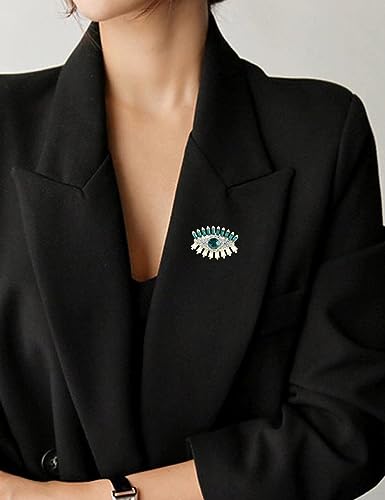 Image of Retro Evil Eye Brooch Fashion Unique Crystal Pearl Abstract Eyes Brooches Pin Badge for Women Bridal Jewelry Gift