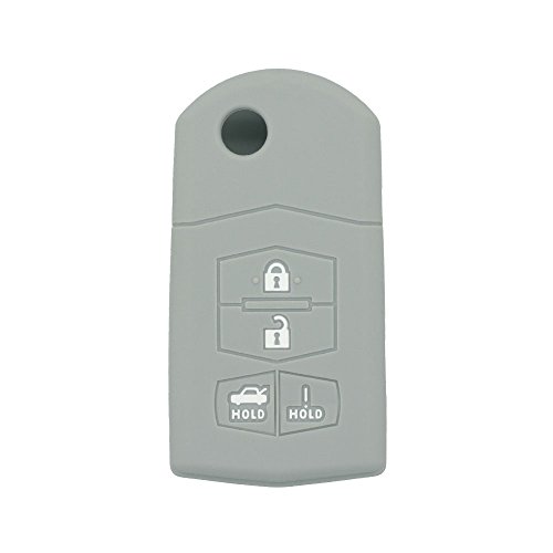 BROVACS Silicone Cover Protector Case Holder Skin Jacket Compatible with MAZDA 4 Button Flip Remote Key Fob CV2534 Grey