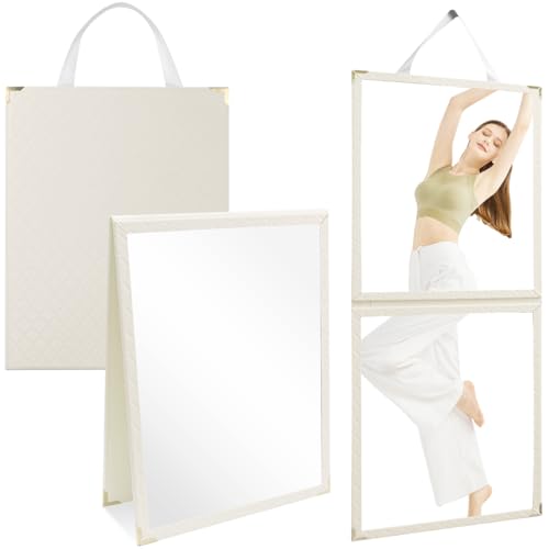 Espejo plegable portátil de cuerpo entero rectangular blanco