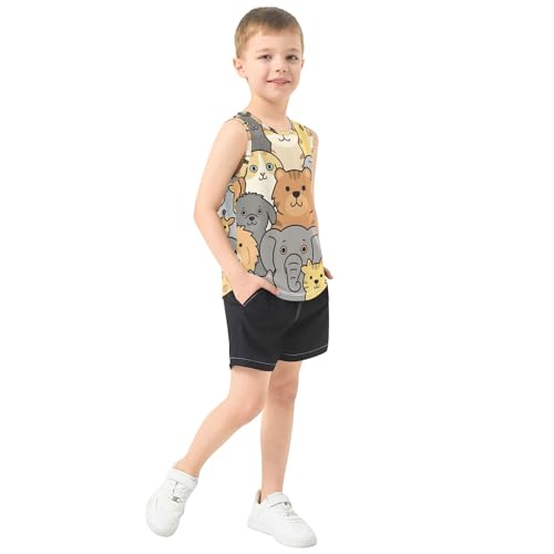 Animals Tank Top for Boys Sleeveless Kids Vest Kids Casual T Shirts for Biking Jogging Beach 3T4