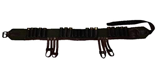 CAZA Y AVENTURA Canana Porta Cartuchos en Piel con Colgador de Conejo Calibre 20 Talla 38-42