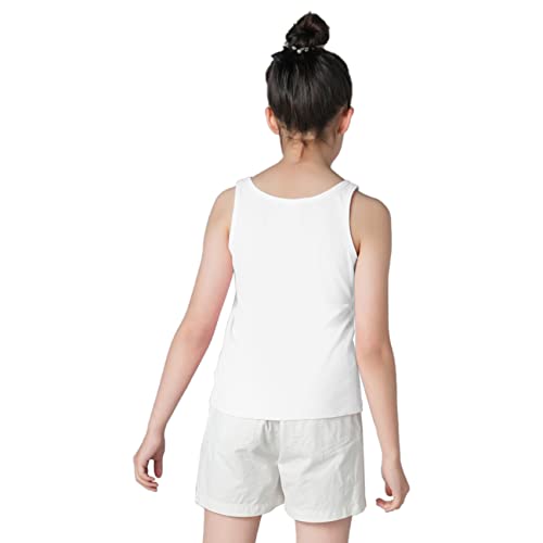 Image of QBK 6-16Years Girls Tank Top with Built in Bra Training Bras Cotton Camisole Built in Bra Undershirts with Shelf Bra