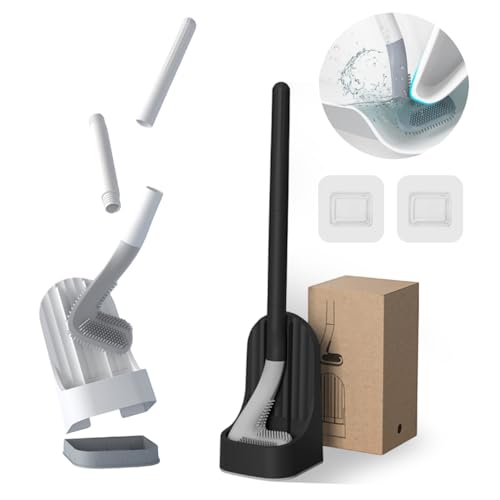 Scopino WC 2 Pezzi - Scovolino Bagno Silicone Per Toilette e Ospiti (Bianco e Nero)
