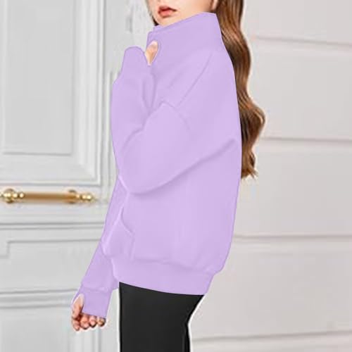 Sweatshirt for Teen Girls Half Zip Long Sleeve Pullover Sweater Loose Fit Casual Cute Fall Winter Clothes with Pocket3