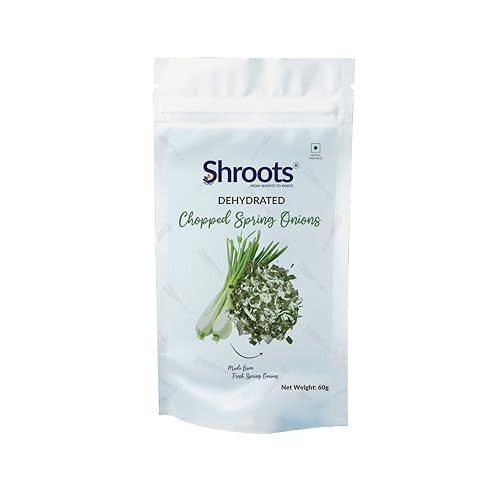 Image of SHROOTS Dehydrated Chopped Spring Onion Flakes | 100% Natural & Aromatic | Rich in Nutrients for Immune Support & Digestive Health | Perfect for Soups, Salads & Cooking | 60g Each, Pack Of 2