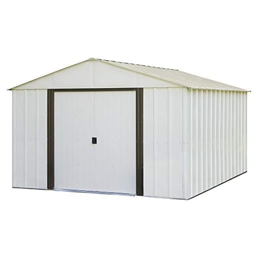 Arrow AR1012-C1 Arlington Steel, Eggshell/Coffee Trim, 10 x 12 ft. Storage Shed