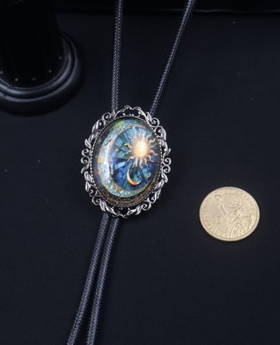 Image of PEARLY JUN Bolo Tie for Women Men Flower Rose Western Cowboy Brown Leather Country Style String Vest Gifts
