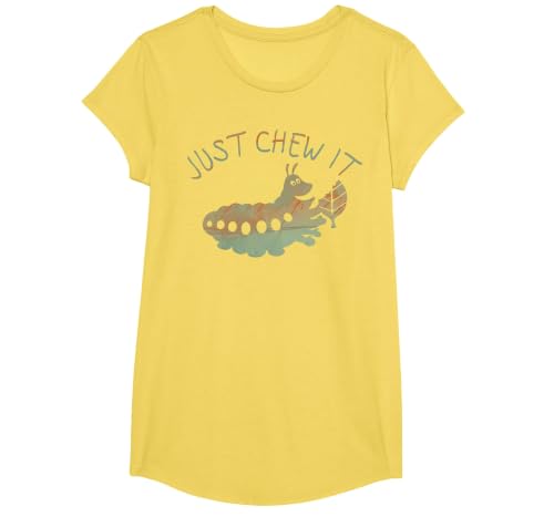 Disney Pixar Bugs Life Heimlich Just Chew It Graphic T-Shirt T-Shirt, Girls, Lemon Yellow, Small