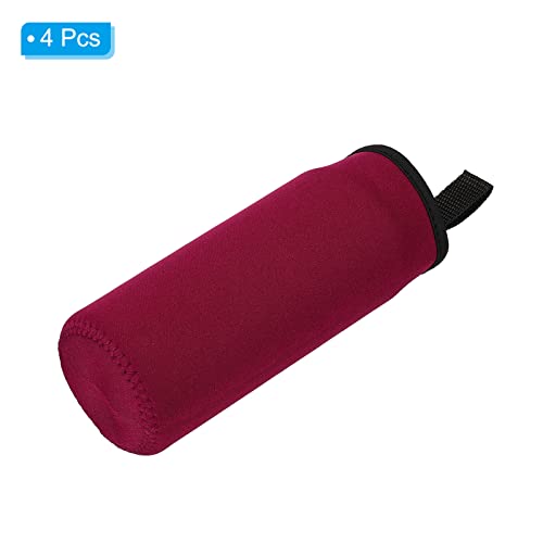 PATIKIL 65mmx180mm Water Bottle Sleeve, 4 Pack Neoprene Insulated Bottle Bag Holder Carrier Pouch with Finger Strap, Wine Red - Image 3