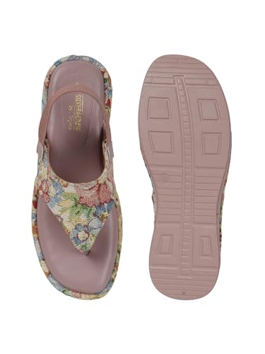 Image of SilverArrow womens Aloura Fashion Sandals|Floral Printed Platform Sandals|Casual Wear