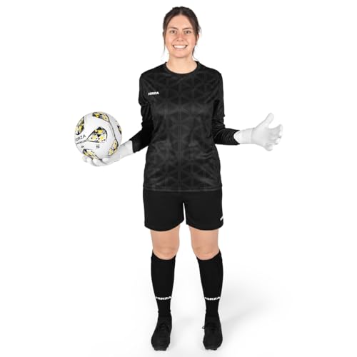 FORZA - FORZA Women’s Football Goalkeeper Kit | Premium Long Sleeve Jersey Uniform Bundle Including Goalie Shirt, Shorts & Sock Set [4 Colours] – Sizes XS-XL (UK, Alpha, S, Regular, Regular, Black) - -22%