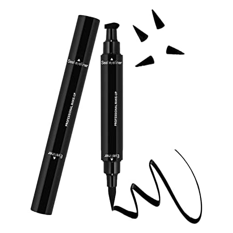 Eye Liner Liquid Pen, 2pcs Waterproof Black Eyeliner Stamp Eyeliner Pen winged Eyeliner Stamp Long Lasting Liquid Eye Liner Waterproof Smudge-proof Cover