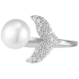 ifundom Anillo Ajustable con Diseño de de Pez Abierto Color Blanco Platino Joyería para Mujer Ligera y Elegante Adecuado para Fiestas Ceremonias y Uso Diario