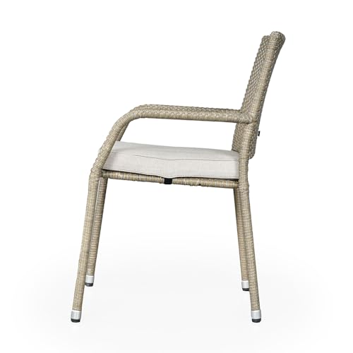 Image of Roayloak Melaka Malaysian Wicker Outdoor Chair, Fibre Rattan Chair for Home with Powder Coated Steel Frame, Sturdy Balcony Chair with Water Resistant Cushion, Durable & Long Lasting Outdoor Furniture