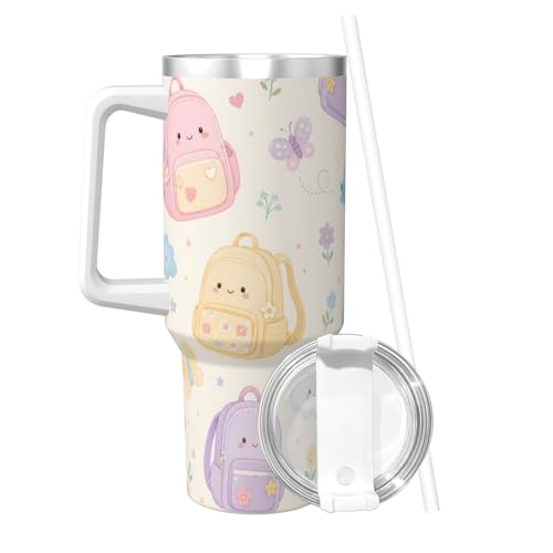 Vaso térmico pastel de 1,2L con pajita para mantener tu café frío camino al trabajo 3