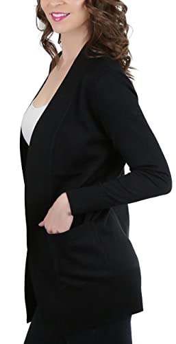 Image of ToBeInStyle Women's Long Sleeve Rib Banded Open Sweater Cardigan