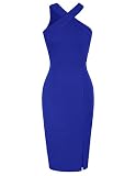 GRACE KARIN Damen Sexy Ärmellos Kleid Neckholder Bodycon Bankett Prom Party Knielang Kleid für Hochzeit Königsblau S