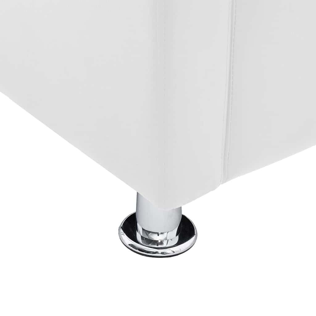 Sillón de cubo blanco de piel sintética, 71 x 54 x 69 cm, altura del asiento 43 cm, patas de metal, diseño moderno, resistente y duradero, para salón, dormitorio, oficina