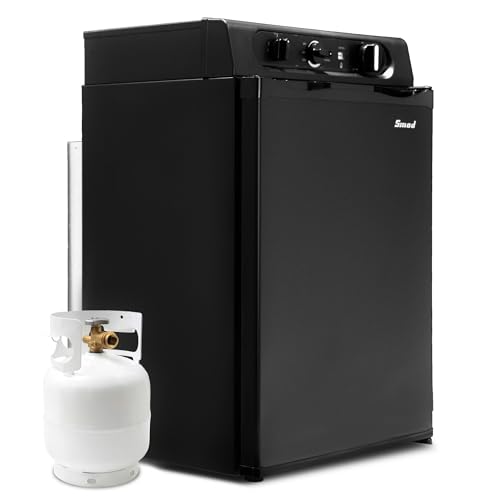 Smad Nevera de Butano, Nevera Camping 12V 220V Gas, Frigorífico de Absorción, Nevera Trivalente para Furgoneta, Camper, Caravana, Camión, Garaje, Casa Rural, Viajes, 30 mbar, 60L