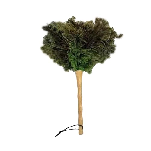Image of Ostrich Feather Dusters, Naturally Soft, Easy to Dust, Multi-Purpose Use, Solid Wood Handle, 17.3'' Long, Dark Green