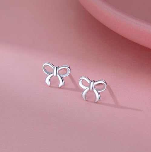 Reffeer Solid 925 Sterling Silver Tiny Bow Studs Earrings for Women Teens Bowknot Studs Earrings3