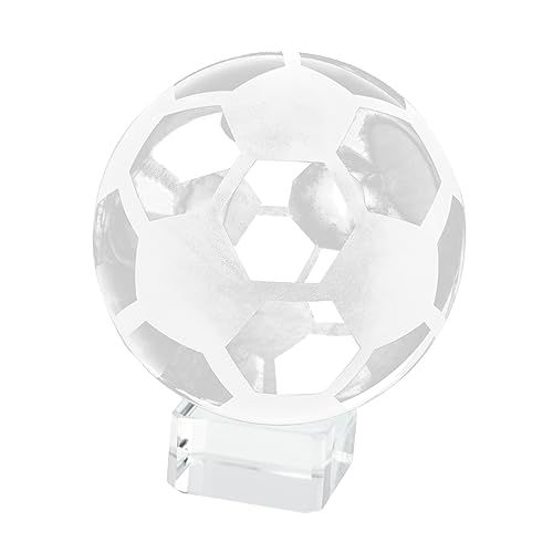 ifundom Crystal Soccer Ball Ornament Transparent Crystal Football with Stand Unique Decorative for Parties Souvenirs and Photography Props