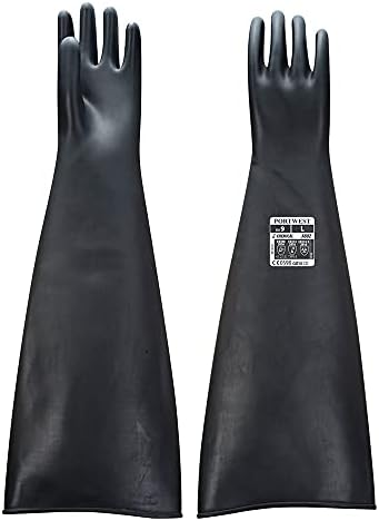 Portwest Schwerer Latex-Gummihandschuh 600mm, Größe: XL, Farbe: Schwarz, A803BKRXL